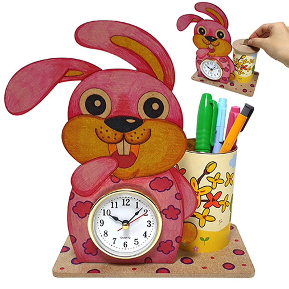[만들기대장]토끼 시계 연필통 만들기 (저금통뚜껑추가)